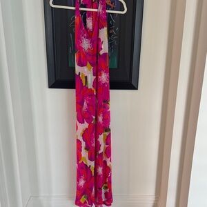 Trina Turk Pink Floral Halter Maxi Swim Coverup